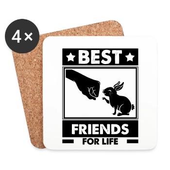 Les meilleurs amis pour la vie Lapin Lapin Rengaine - Dessous de verre (lot de 4) - blanc - Devant