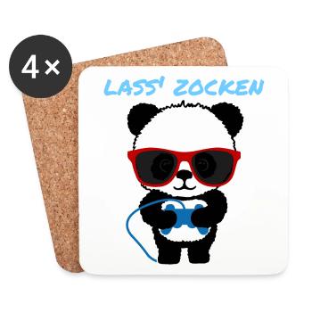 Panda funny gambler gift women men kids - Coasters (set of 4) - white - Front