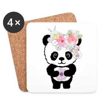 Panda Lustig Geschenk Damen Herren Kinder - Untersetzer (4er-Set) - Weiß - Vorne