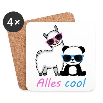 Panda Lama Funny Gift Ladies Men Children - Coasters (set of 4) - white - Front