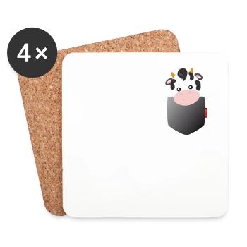 Motif vache poche poitrine pour femmes, hommes, enfants - Dessous de verre (lot de 4) - blanc - Devant