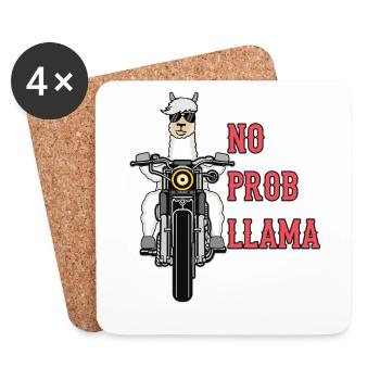 Lama Alpaka Motorrad Geschenk Damen Herren Kinder - Untersetzer (4er-Set) - Weiß - Vorne