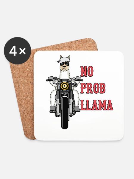 Lama Alpaka Motorrad Geschenk Damen Herren Kinder - Untersetzer (4er-Set) - Weiß