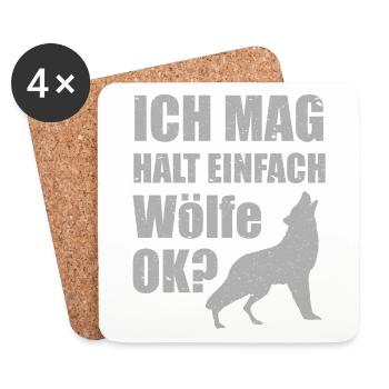 Wolf Wölfe Spruch Für Damen, Herren Und Kinder - Untersetzer (4er-Set) - Weiß - Vorne
