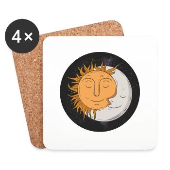 Moon and sun - Coasters (set of 4) - white - Front