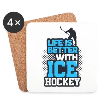 hockey - Dessous de verre (lot de 4) - blanc - Devant