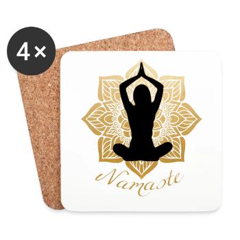 Vêtements de yoga Namaste pour femmes, hommes et enfants - Dessous de verre (lot de 4) - blanc - Devant