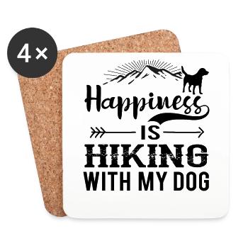 Happiness Is Hiking With My Dog bw - Coasters (set of 4) - white - Front
