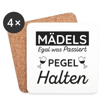 Pegel Halten Mädels Party - Untersetzer (4er-Set) - Weiß - Vorne