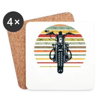 Motorcycle Biker Retro Design Men Women Children - Coasters (set of 4) - white - Front