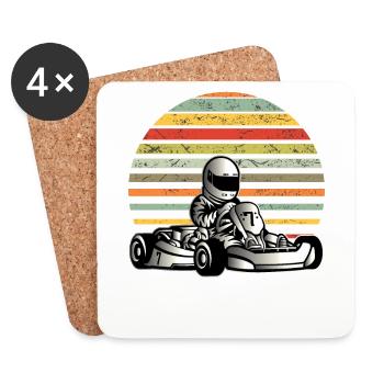 Go Kart Racing Kartfahren Design Damen Herren - Untersetzer (4er-Set) - Weiß - Vorne