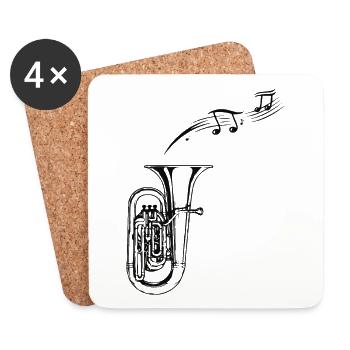 Retro vintage tuba musical - Coasters (set of 4) - white - Front