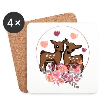 Chevreuil faon rennes cadeau femmes hommes enfants - Dessous de verre (lot de 4) - blanc - Devant