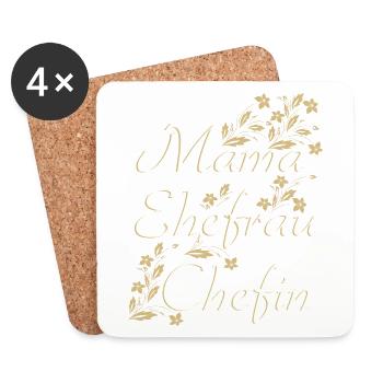 MAMA EHEFRAU CHEFIN - Geschenk Ehefrau - Untersetzer (4er-Set) - Weiß - Vorne