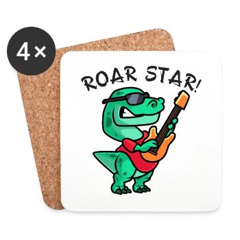 Rocker Dinosaurier Roar Star - Untersetzer (4er-Set) - Weiß - Vorne