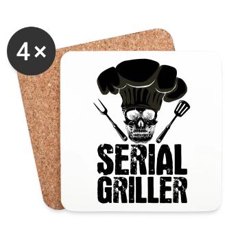 Serial Griller BBQ Distressed - Coasters (set of 4) - white - Front