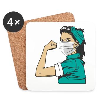 Rose The Riveter - Infirmière Infirmière - Dessous de verre (lot de 4) - blanc - Devant