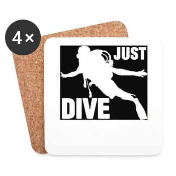 Just Dive Diver - Untersetzer (4er-Set) - Weiß - Vorne
