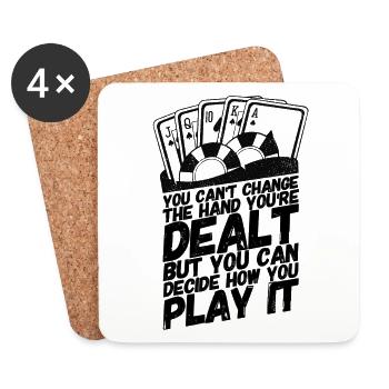 Les cartes de poker poker citent les paroles - Dessous de verre (lot de 4) - blanc - Devant