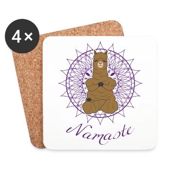 Yoga Lama Lustig Namaste Geschenk Frauen Männer - Untersetzer (4er-Set) - Weiß - Vorne