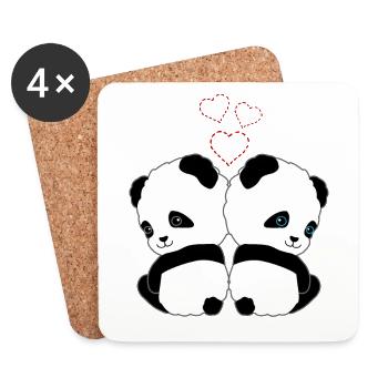 Panda Pandabär Liebe Herzen Frauen Männer Kinder - Untersetzer (4er-Set) - Weiß - Vorne