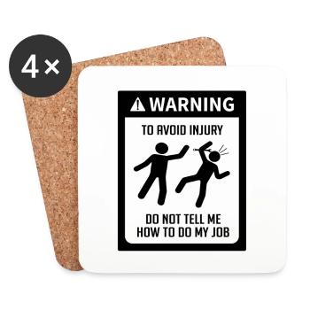 Mechanic warning don't tell me - Coasters (set of 4) - white - Front
