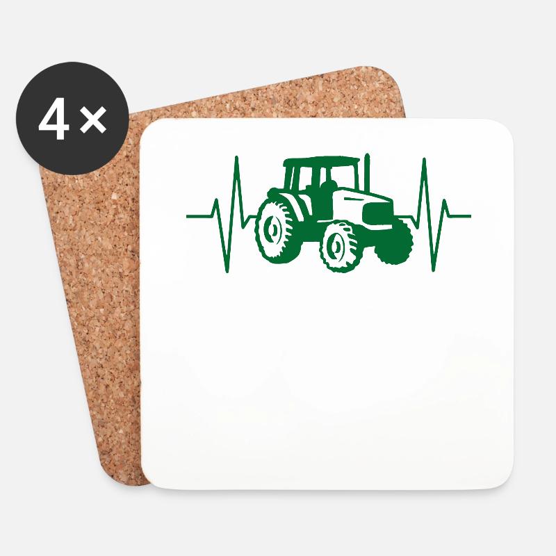 Traktor Trekker EKG Herzschlag Linie Geschenkidee - Untersetzer (4er-Set) - Weiß