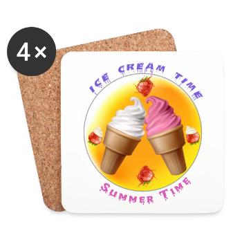 Ice Cream Time - Summer Time - Coasters (set of 4) - white - Front