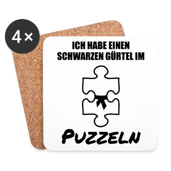 Puzzle Puzzlespiele Liebhaber Spruch Geschenk - Untersetzer (4er-Set) - Weiß - Vorne