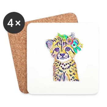 cheetah - Coasters (set of 4) - white - Front