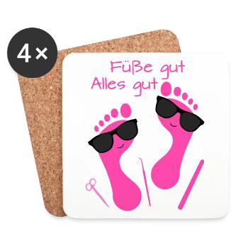 Fußpflege Pediküre Podologe Nagelstudio Geschenk - Untersetzer (4er-Set) - Weiß - Vorne