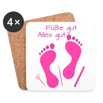 Fußpflege Pediküre Podologe Nagelstudio Geschenk - Untersetzer (4er-Set) - Weiß - Vorne