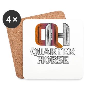 QH Quarter Horse Westernpferd Westernreiten - Dessous de verre (lot de 4) - blanc - Devant