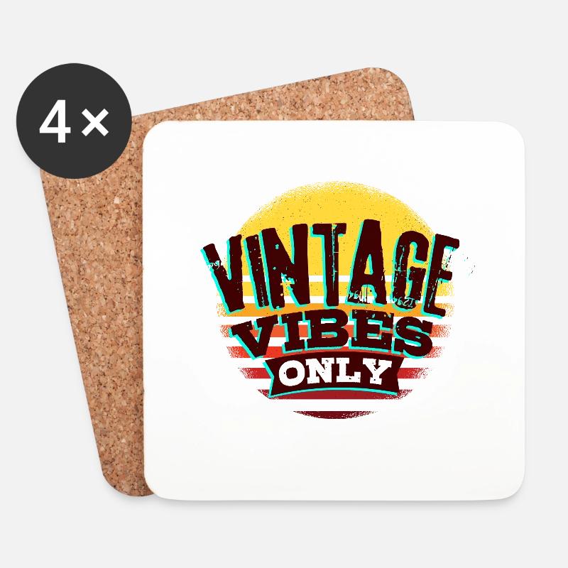 Vintage Vibes Only - Untersetzer (4er-Set) - Weiß