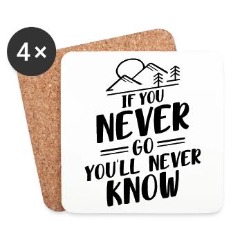 If You Never Go You'll Never Know v2 bw - Coasters (set of 4) - white - Front