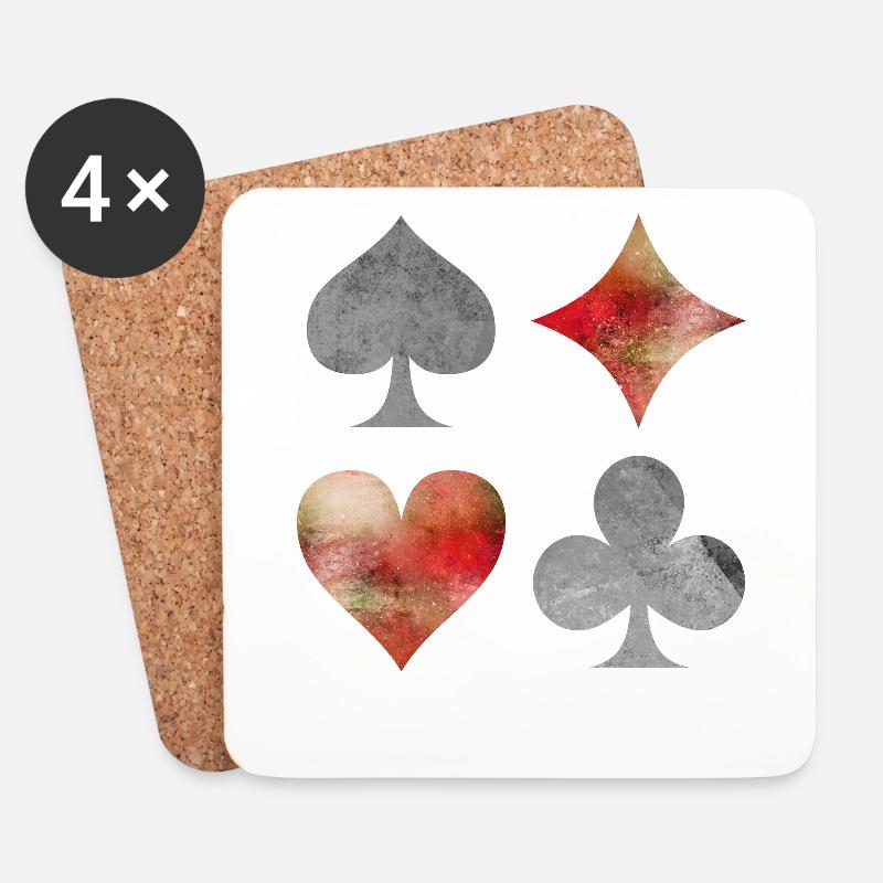 Spielkarten Karten Kartenspiel Symbole Geschenk - Untersetzer (4er-Set) - Weiß