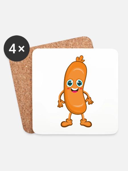 Wurst - Untersetzer (4er-Set) - Weiß