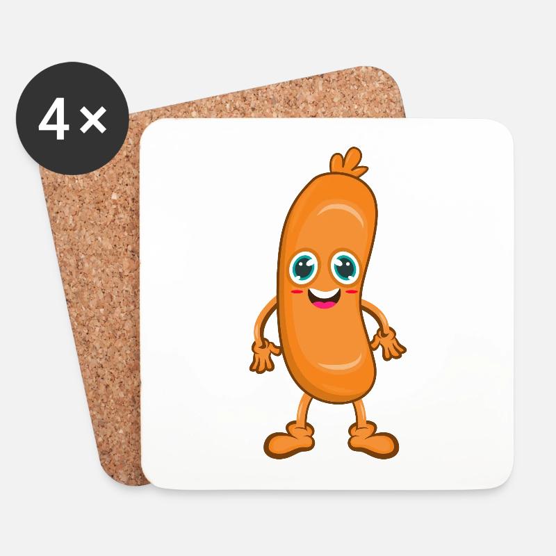 Wurst - Untersetzer (4er-Set) - Weiß