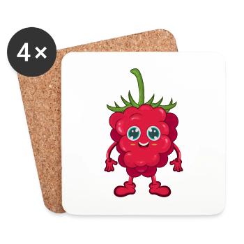 Himbeere - Untersetzer (4er-Set) - Weiß - Vorne