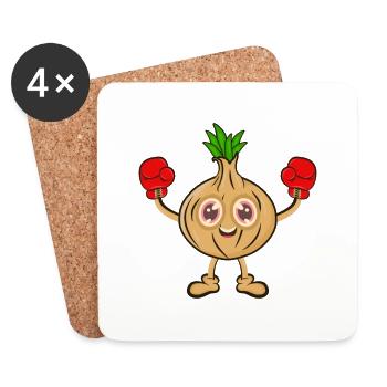 Onion Boxer Boxing Martial Arts - Coasters (set of 4) - white - Front
