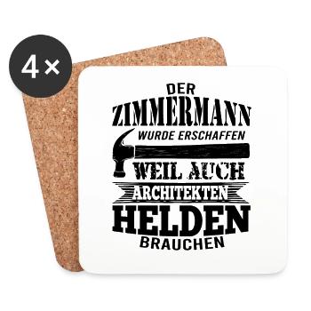 Zimmermann Gott schuf ihn - Untersetzer (4er-Set) - Weiß - Vorne
