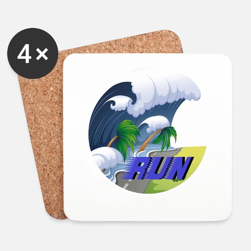 Tsunami Run - Untersetzer (4er-Set) - Weiß