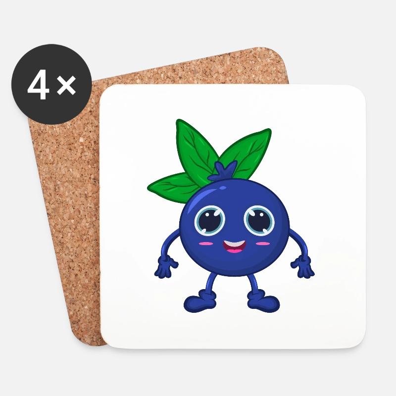 Heidelbeere Blaubeere - Untersetzer (4er-Set) - Weiß