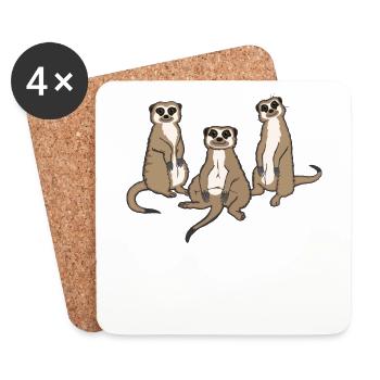 Funny meerkat group gift zoo animals - Coasters (set of 4) - white - Front