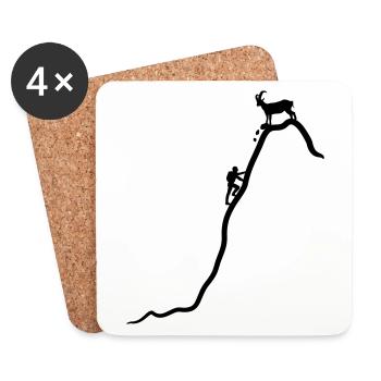 Chamois effronté, alpinistes et bouquetins - Dessous de verre (lot de 4) - blanc - Devant