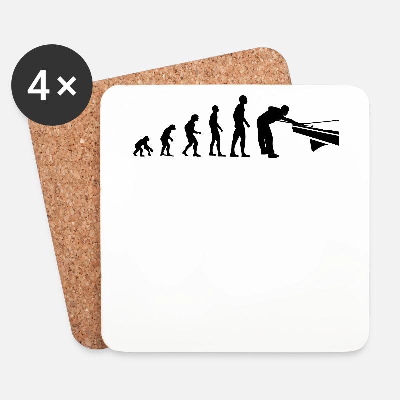 Billiard Evolution Funny Billiard Player Gift - Coasters (set of 4) - white
