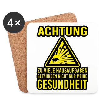 Lustige Sprüche Zocken Hausaufgaben Schule Schüler - Untersetzer (4er-Set) - Weiß - Vorne