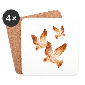 Shining Golden Doves of Peace - Coasters (set of 4) - white - Front