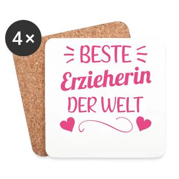 Beste Erzieherin Geschenk Kindergärtnerin - Untersetzer (4er-Set) - Weiß - Vorne