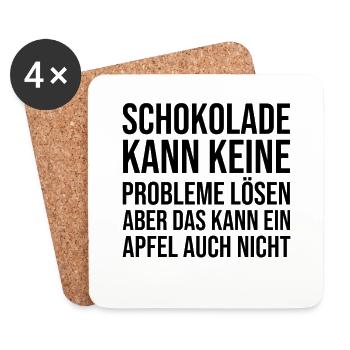 Schokolade kann keine Probleme lösen - Untersetzer (4er-Set) - Weiß - Vorne